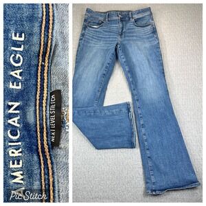 American‎ Eagle Kick Bootcut Dress Jeans Women 14/32X33 high rise Stretch